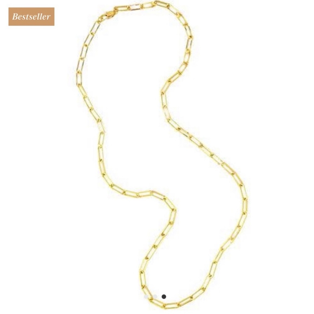 Maya J NYC 14k Gold Plated Paperclip Link Necklace Waterproof 16” NEW